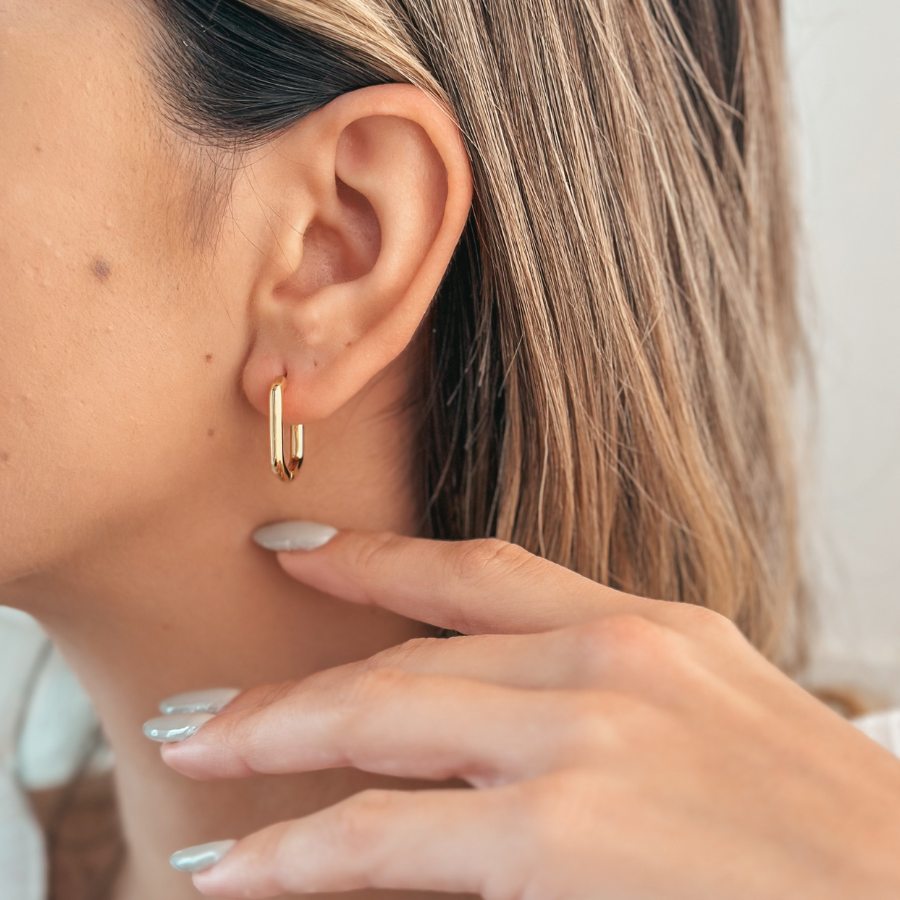 Silberohrringe Golden Square Hoops - Indira
