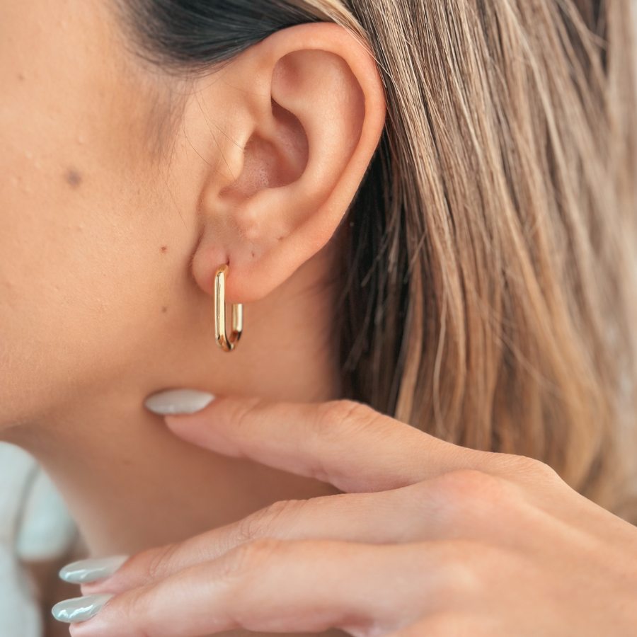 Silberohrringe Golden Square Hoops - Indira