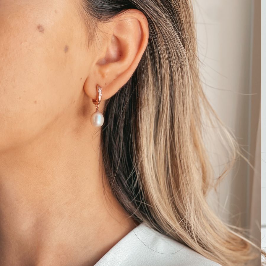 Silberohrringe Classic Pearls Rose - Natürliche Perlen - Indira