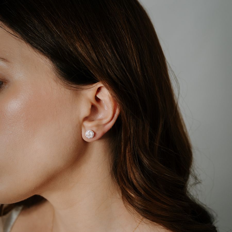 Keira Silberohrringe - Rosenquarz - Indira