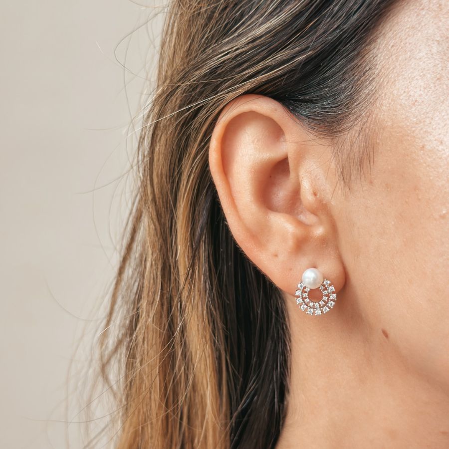 Silberohrringe Nia – Naturperle – Indira