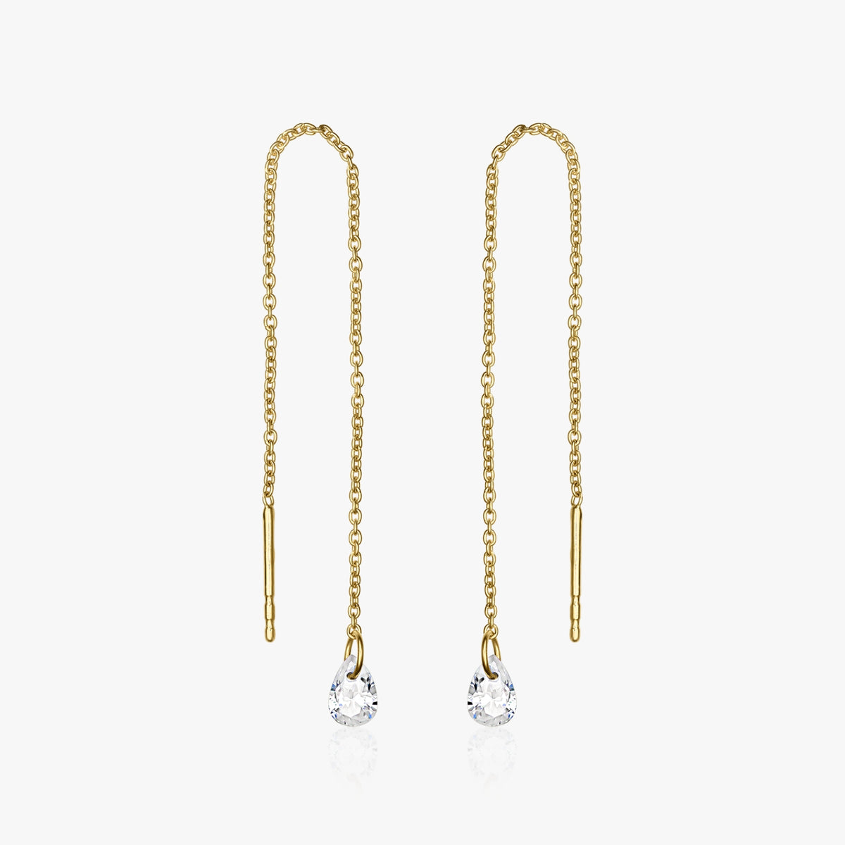 Silberohrringe Golden Solitaire - Zirkonia - Indira