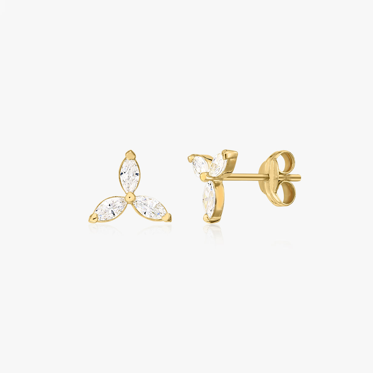 Goldohrringe Flower Studs - Zirkonia - Indira