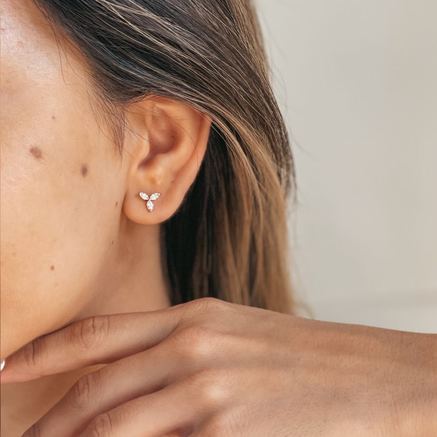 Gold-Ohrstecker Flower Studs - Zirkonia - Indira