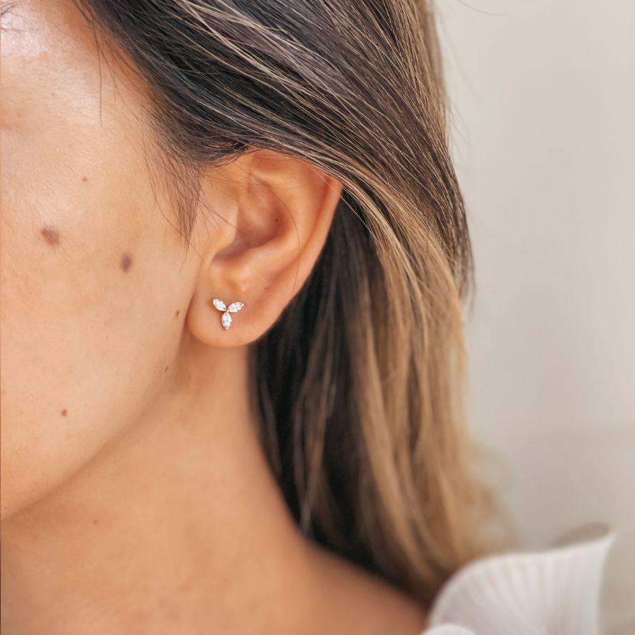 Gold-Ohrstecker Flower Studs - Zirkonia - Indira