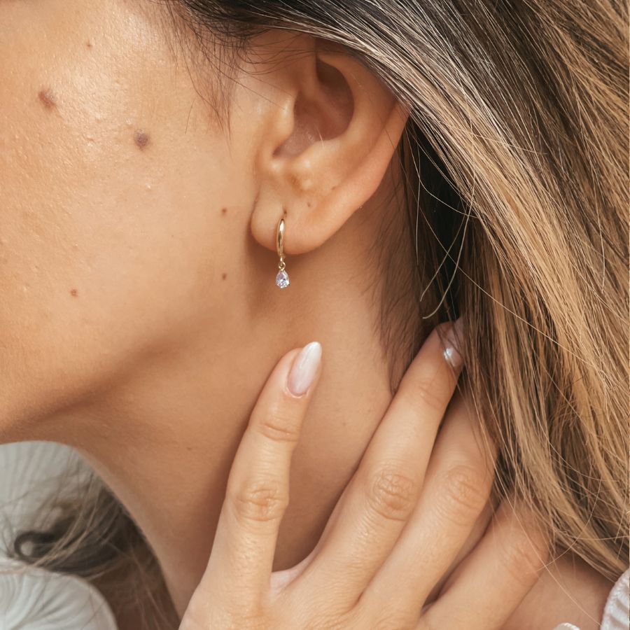 Gold-Ohrringe Lavender Drops - Zirkonia - Indira