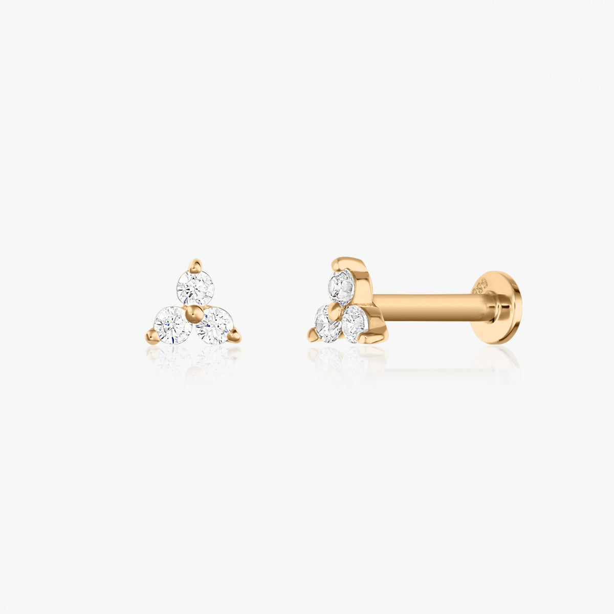 Petals Labret-Piercing-Ohrringe aus Gelbgold - Zirkonia