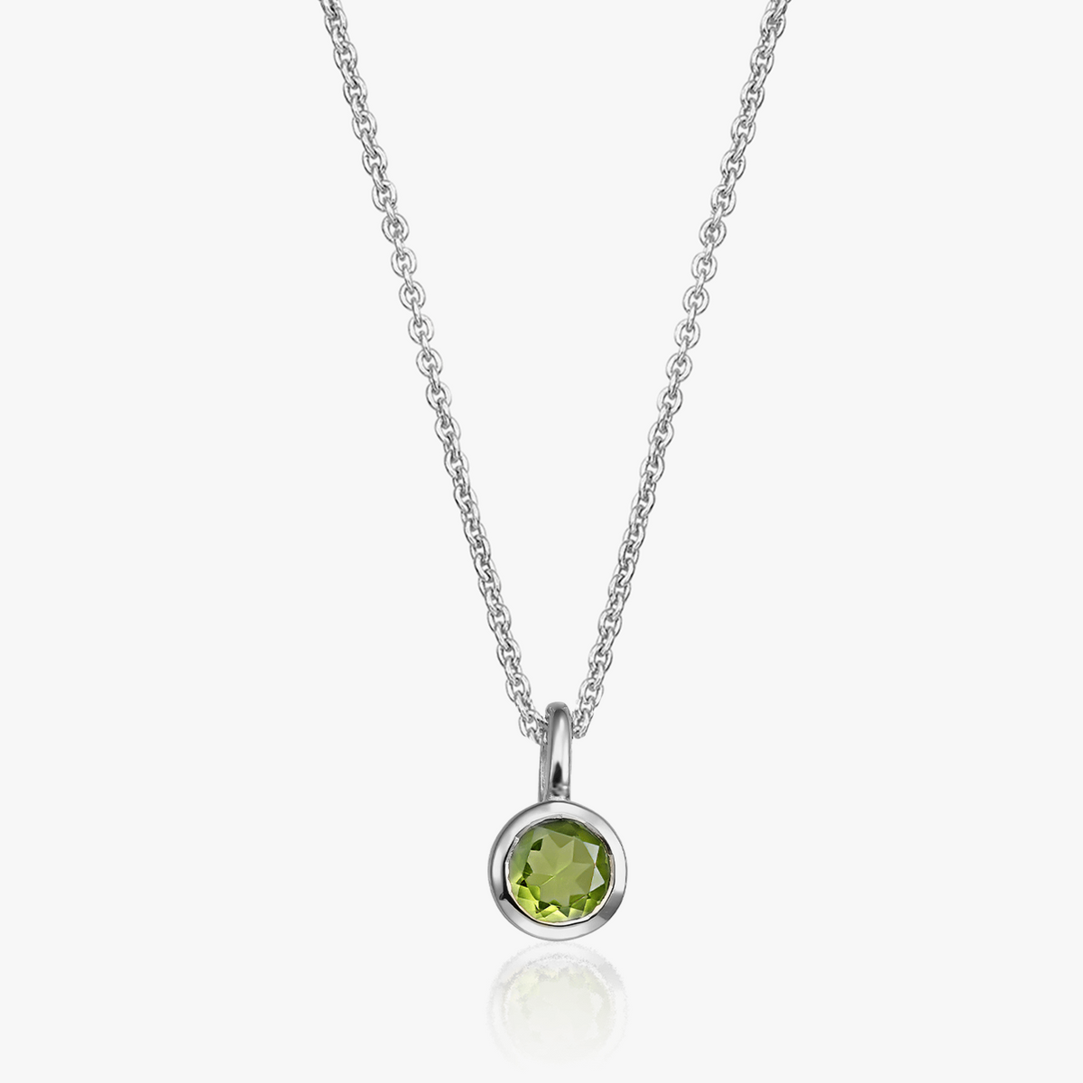Silberkette mit August-Geburtsstein - Peridot - Indira
