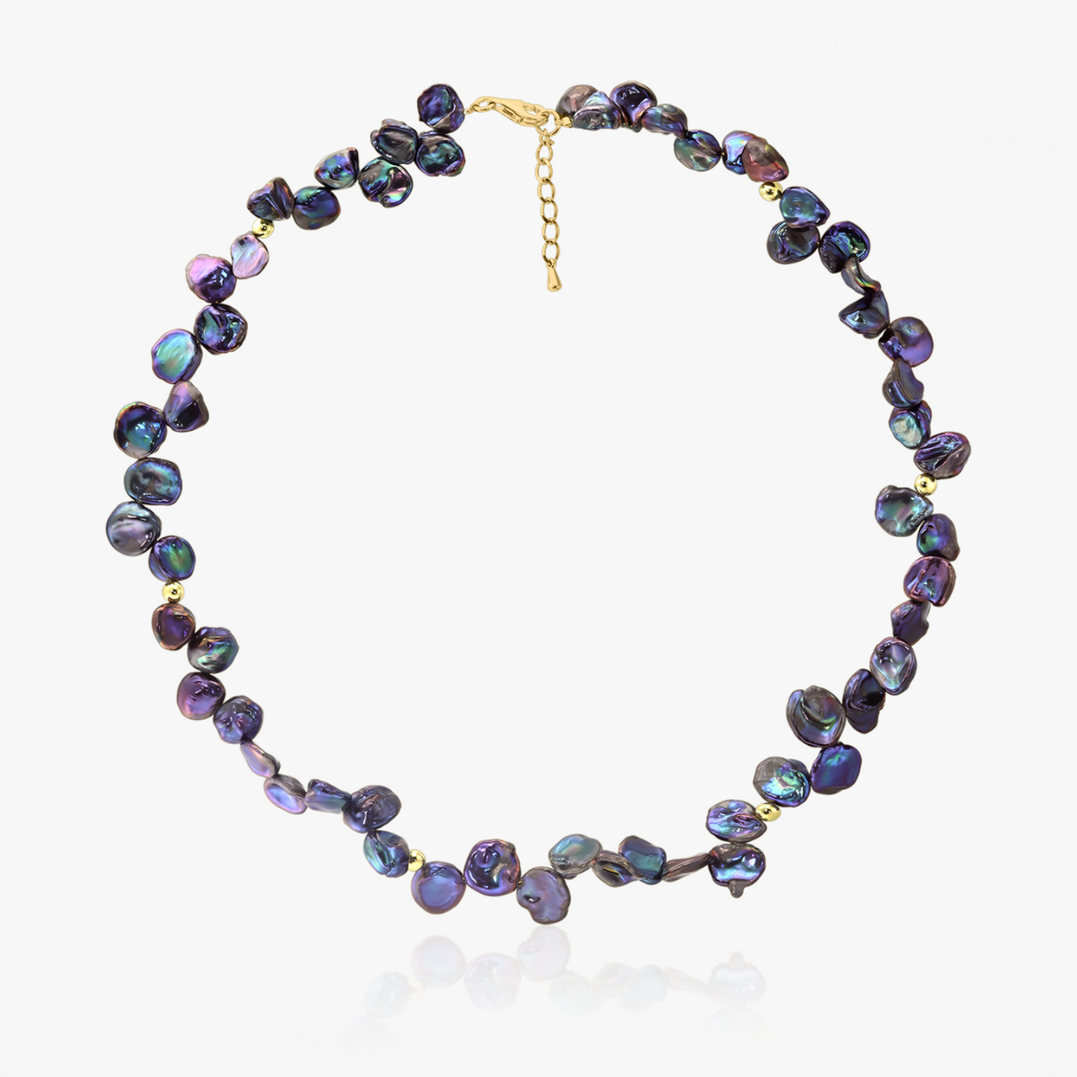Goldkette Golden Lulu - Schwarze Keshi-Perlen - Indira
