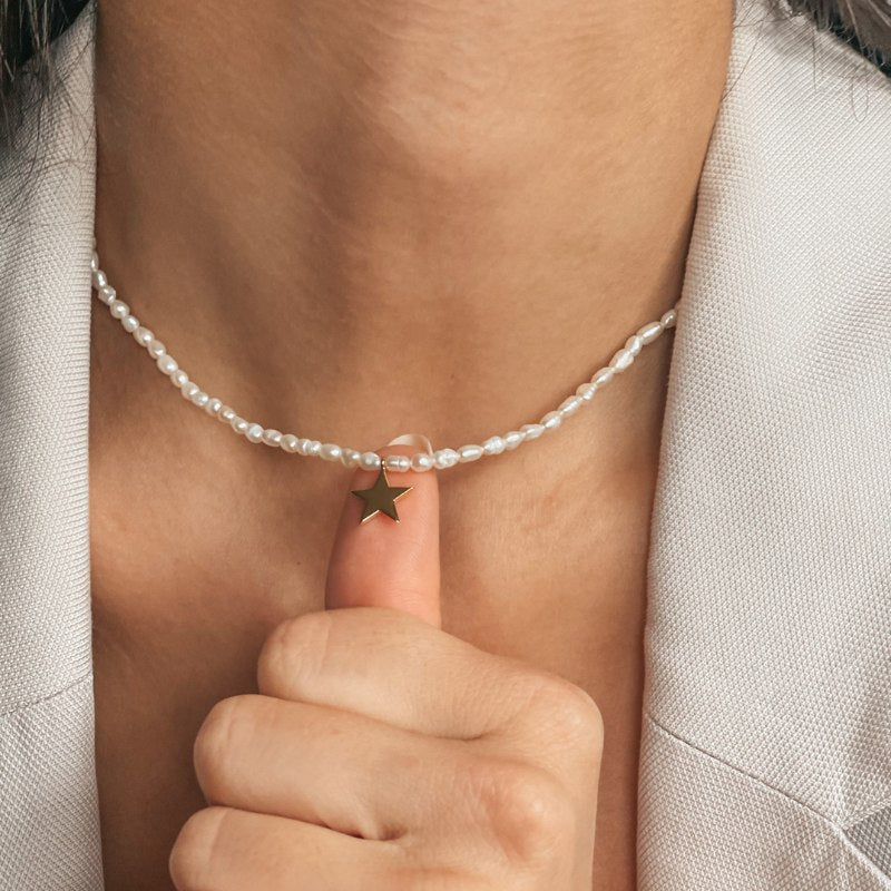 Tiana Golden Goldkette - Natürliche Perlen - Indira