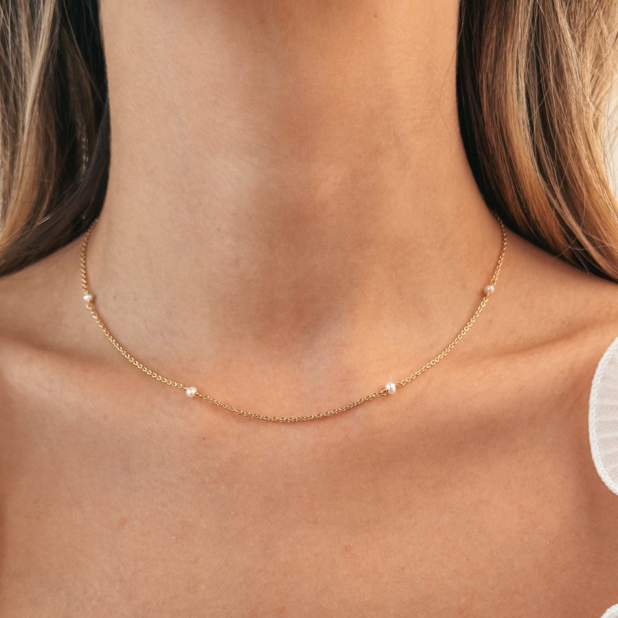 Silberkette Golden Tiny Pearls - Indira