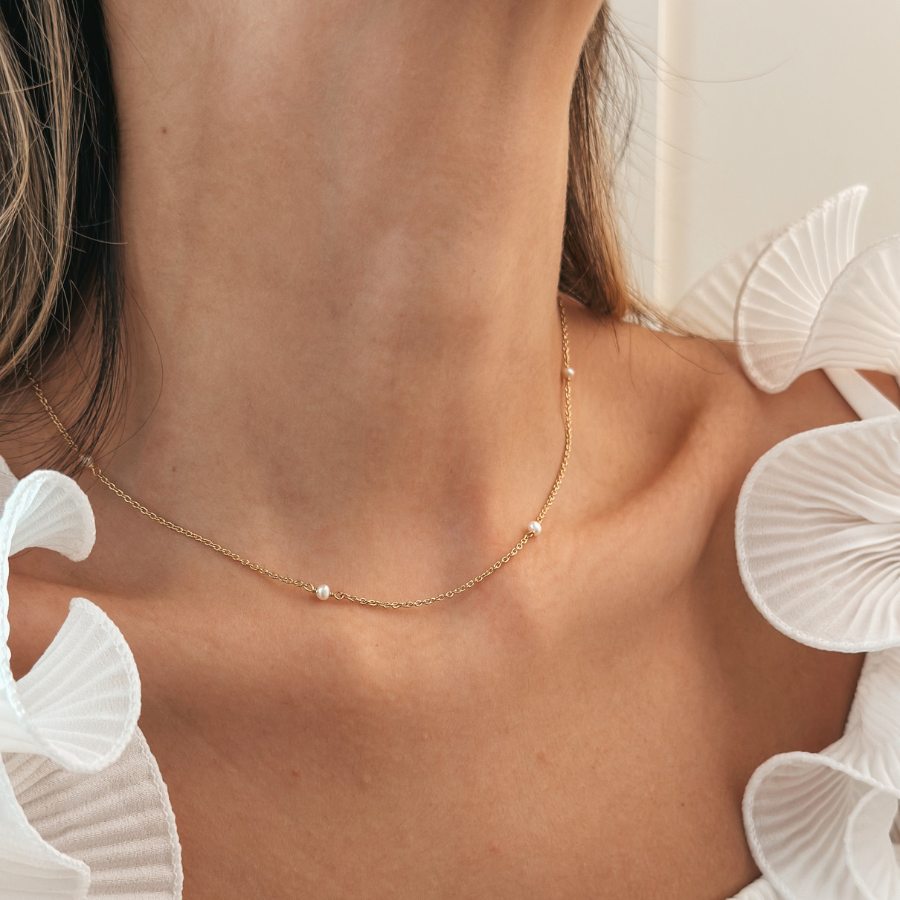 Silberkette Golden Tiny Pearls - Indira