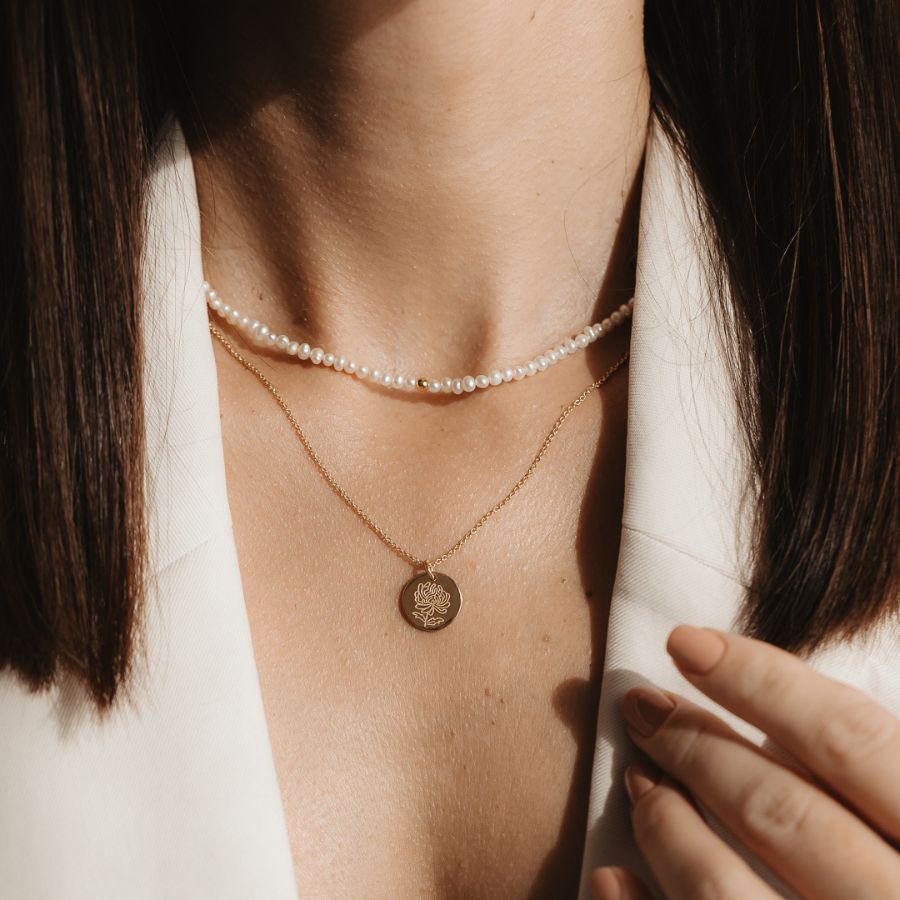Glamour-Goldkette - Natürliche Perlen - Indira
