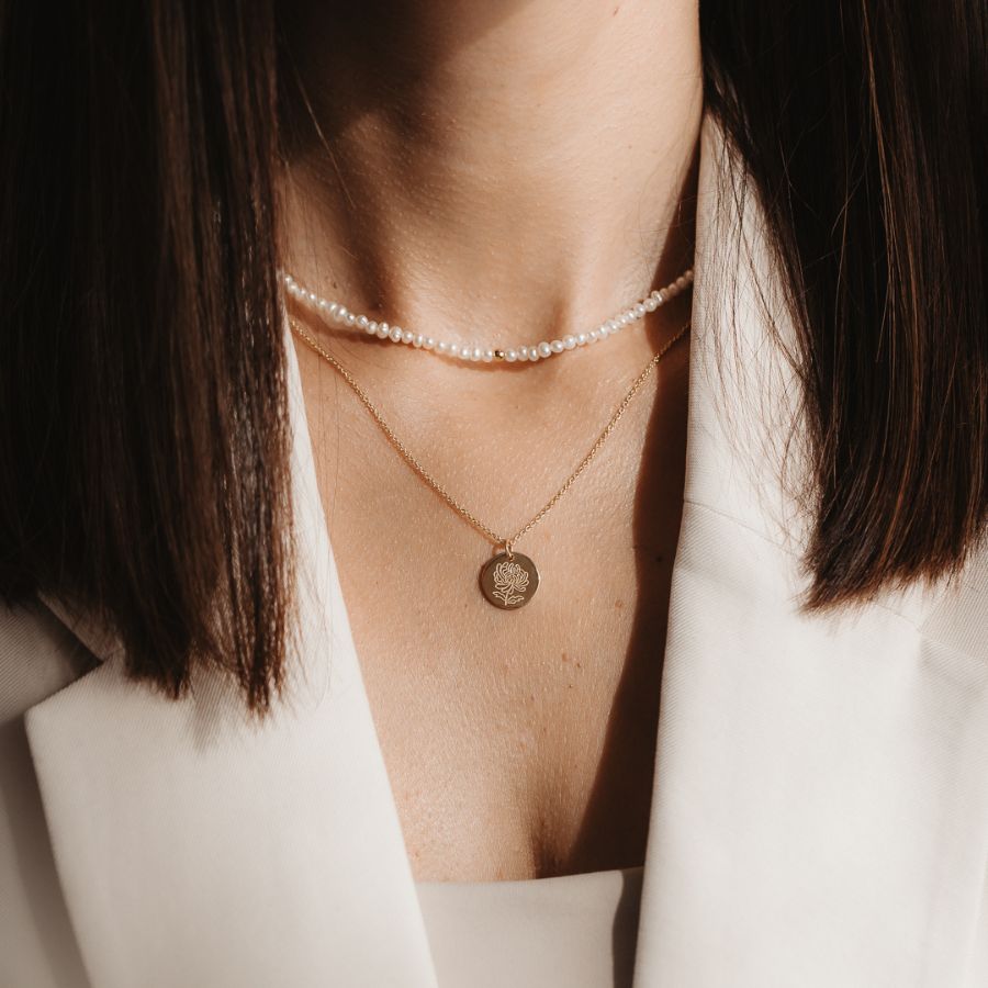 Glamour-Goldkette - Natürliche Perlen - Indira