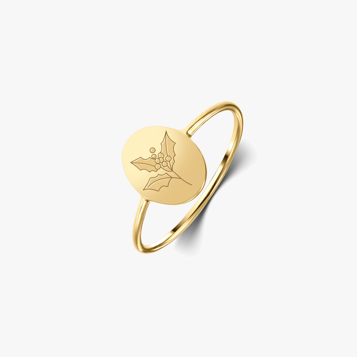 Silberring Birth Flower Golden - December Holly - Indira