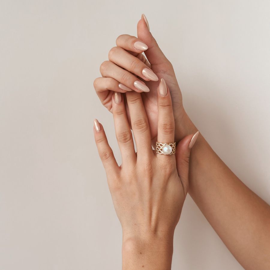 Silberring Golden Gigi - mit natürlichen Perlen und Zirkonia - Indira