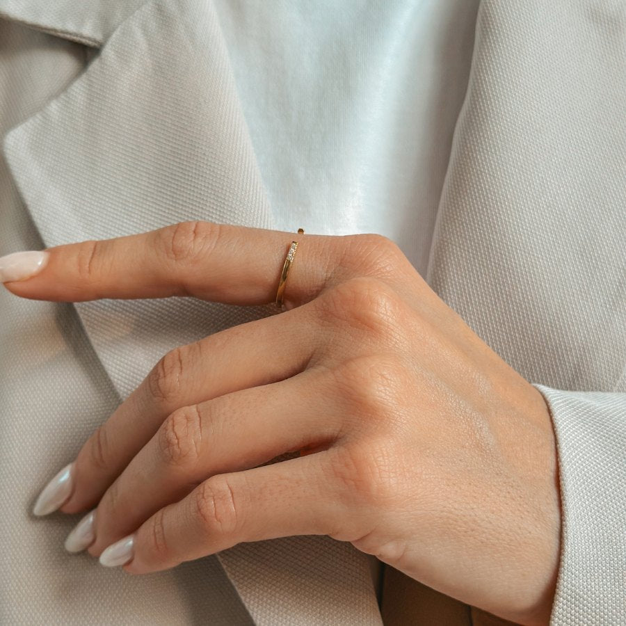 Silberring Golden Open Ring - Zirkonia - Indira