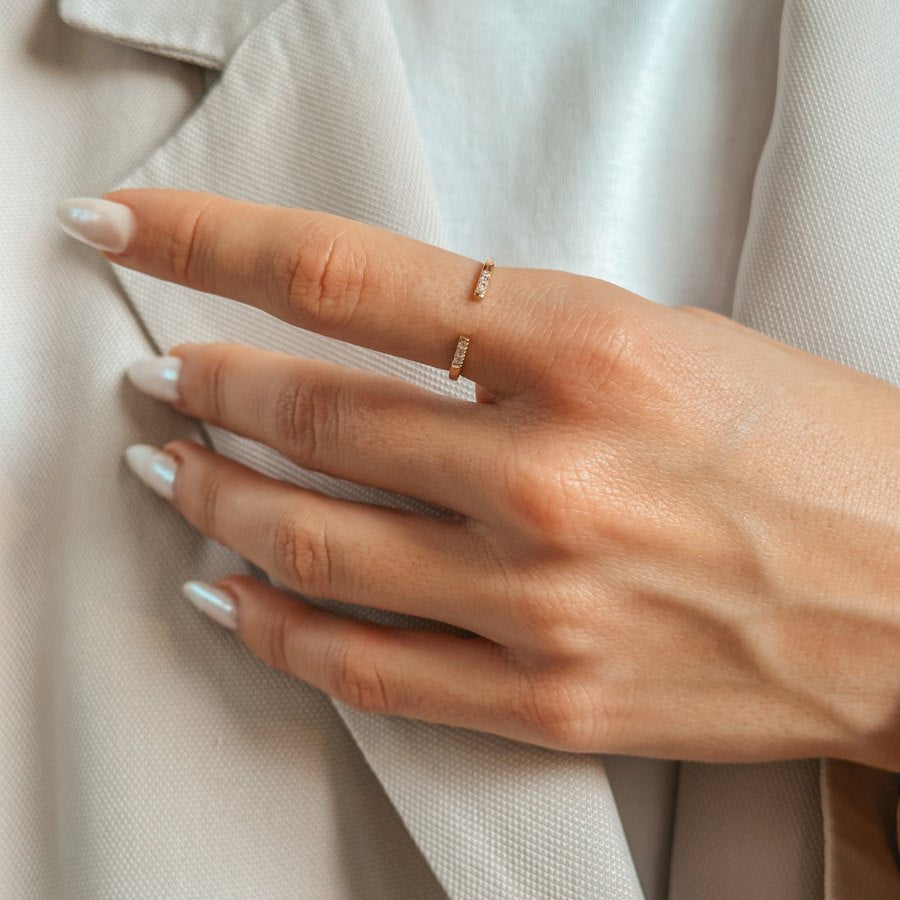 Silberring Golden Open Ring - Zirkonia - Indira