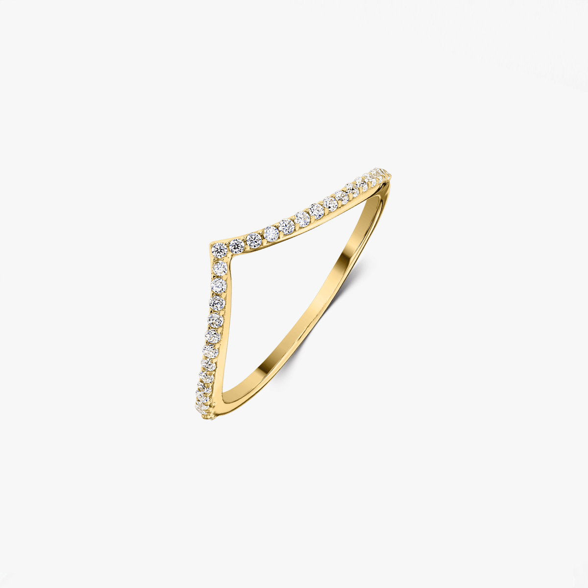 Silberring Golden Simple V - Zirkonia - Indira