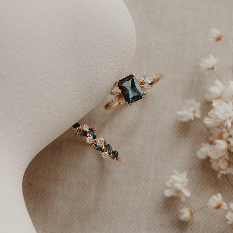 Silberring Golden Verdure - London Blue Topas - Indira