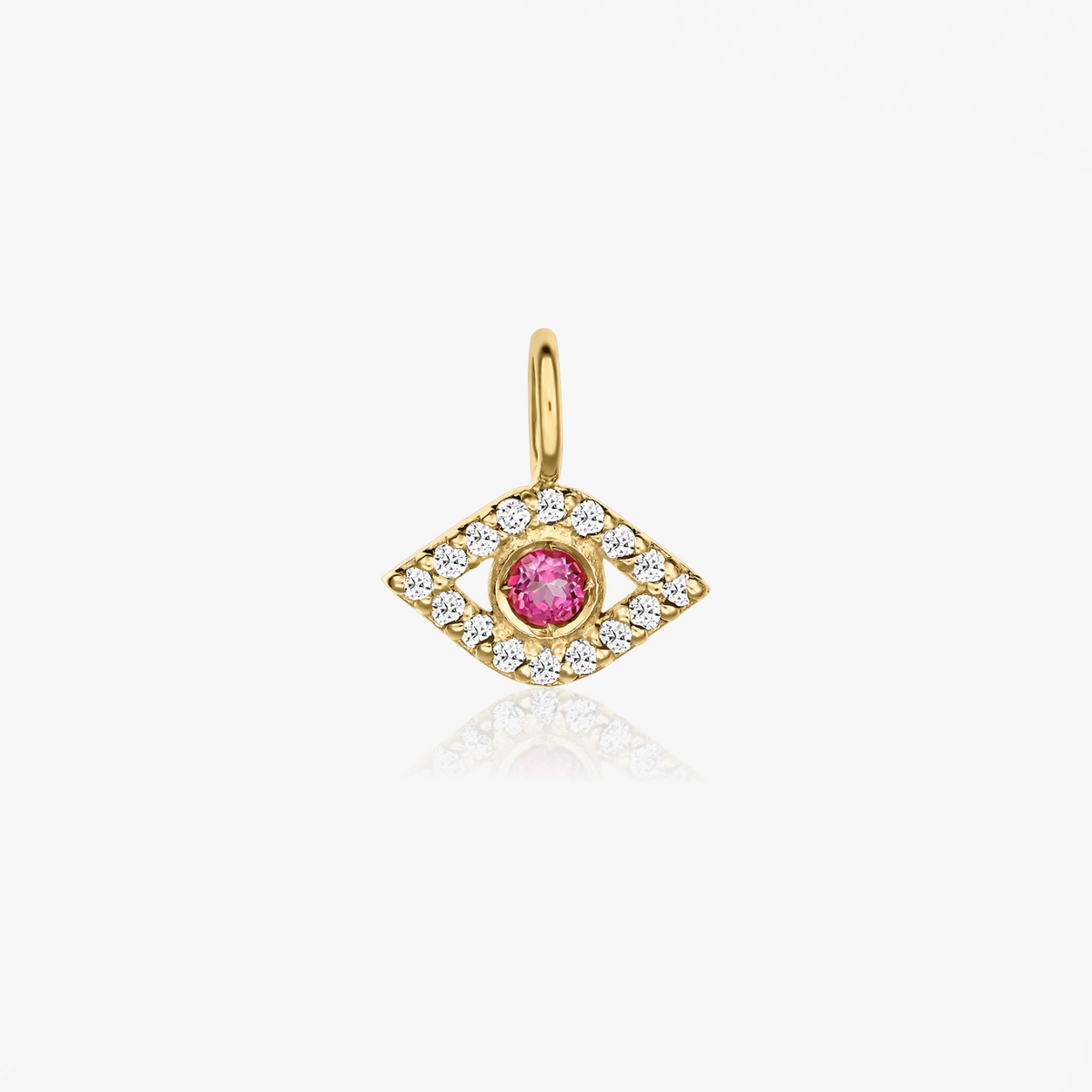Anhänger aus Gelbgold Protective Eye – Rosa Topas, Zirkonia - Indira