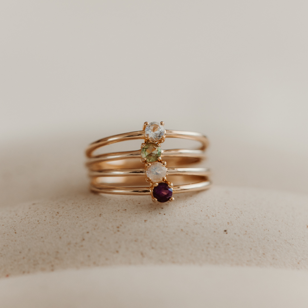 Silberring Birthstone Golden September - Saphir - Indira