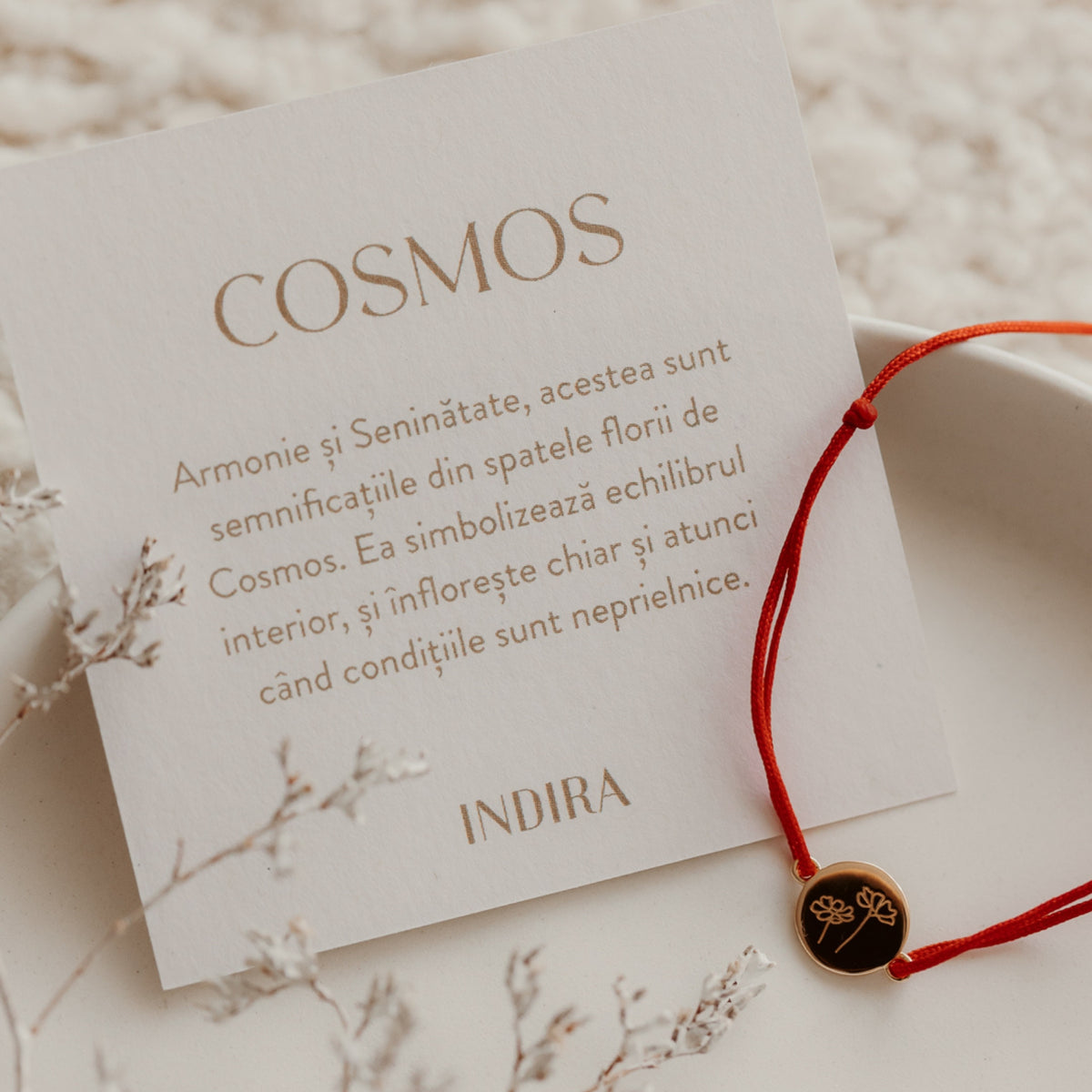 Schnurarmband aus Silber BirthFlower - Dezember Stechpalme