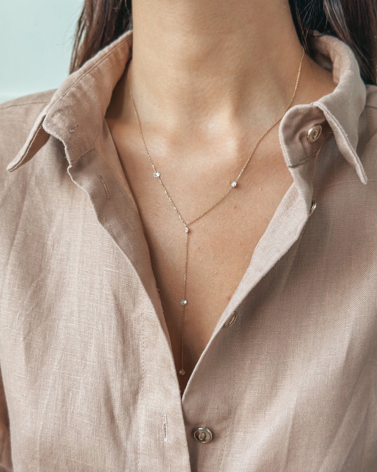 Diamond Drops Halskette aus Gelbgold - Diamanten - Indira
