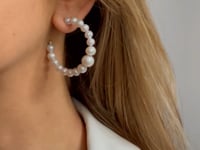Cercei din argint Pearl Hoops - Perle de Cultură