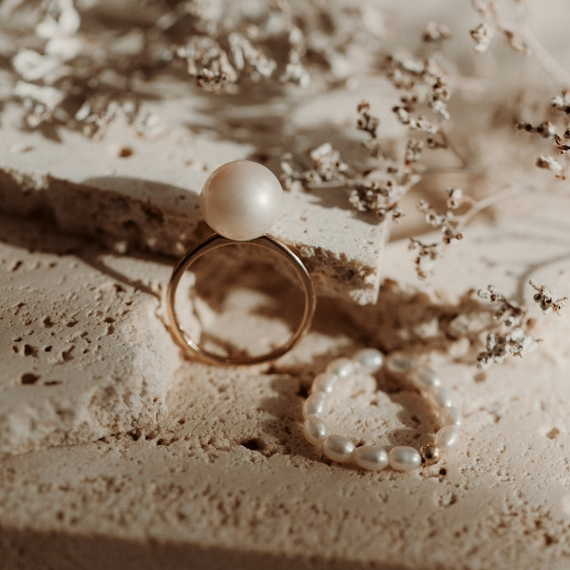 Glamour-Goldring - Naturperlen - Indira