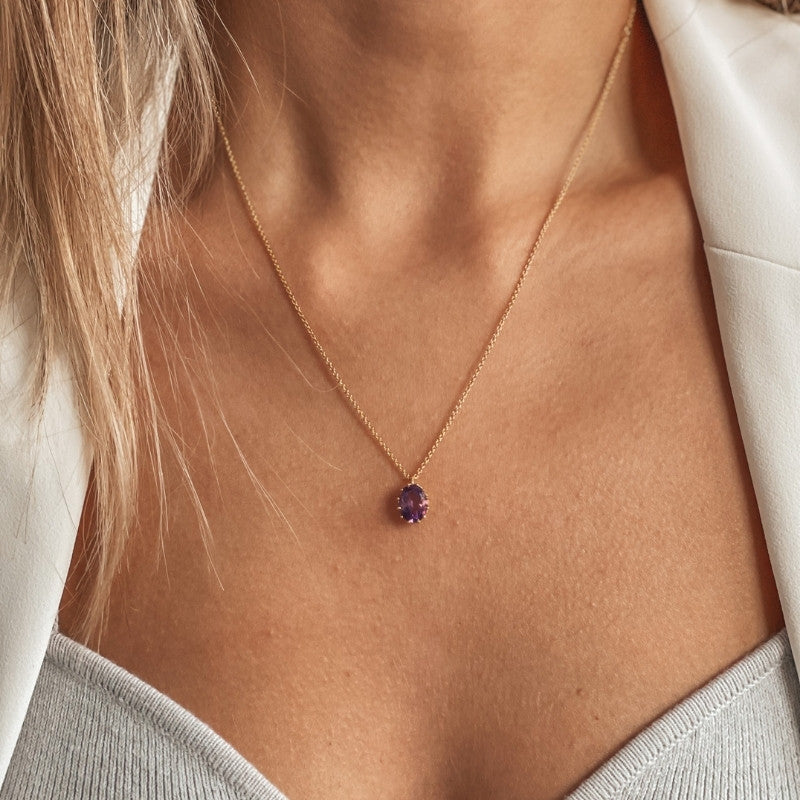 Silberkette Golden Serene - Amethyst - Indira