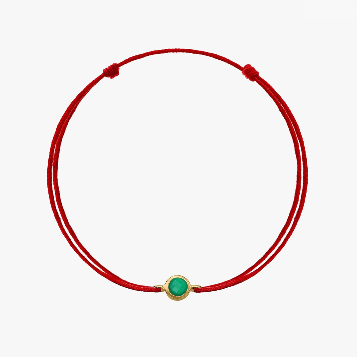 Silbernes Schnurarmband Birthstone Golden May - Grüner Onyx - Indira