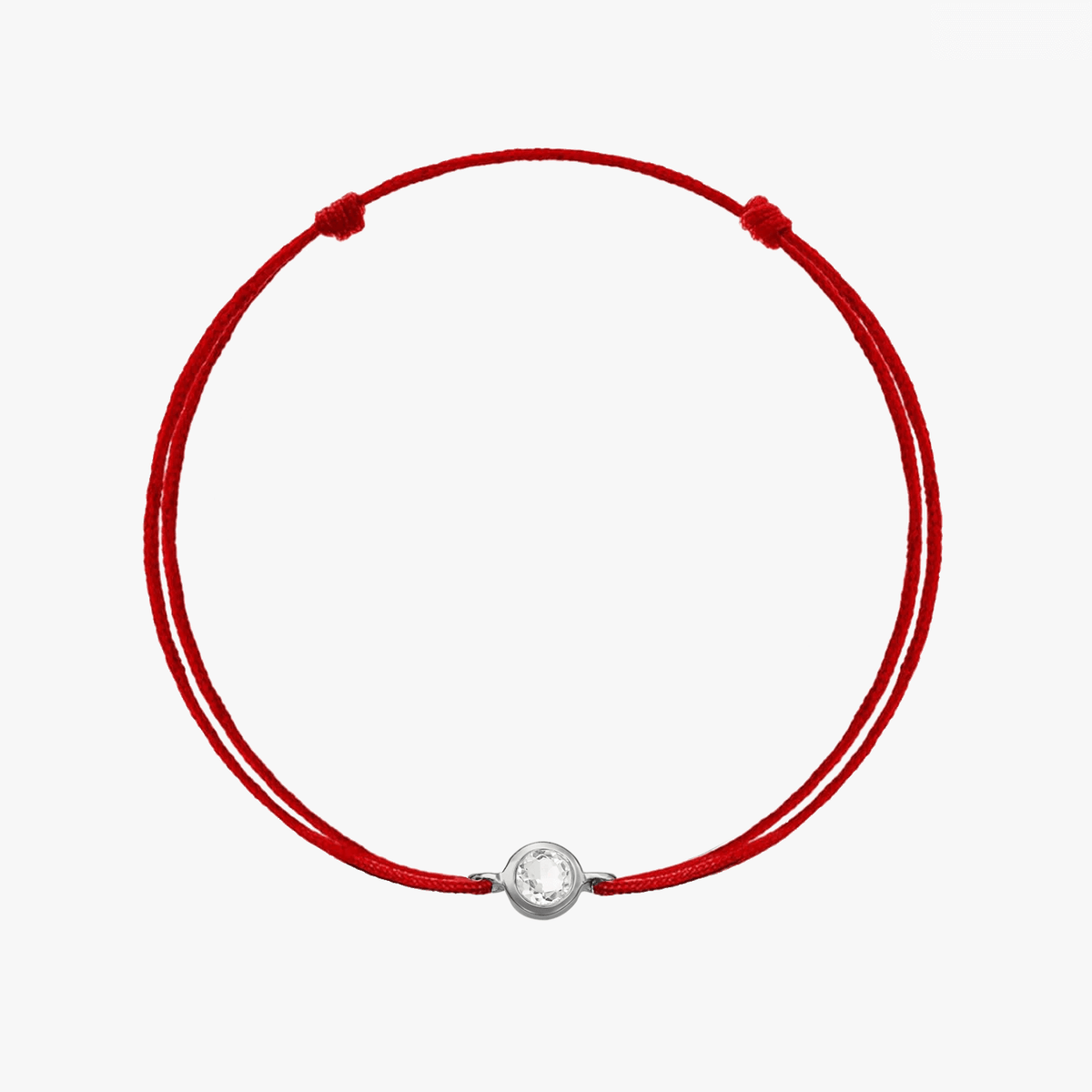 Kordelarmband aus Silber Birthstone Silver April - Weißer Topas - Indira