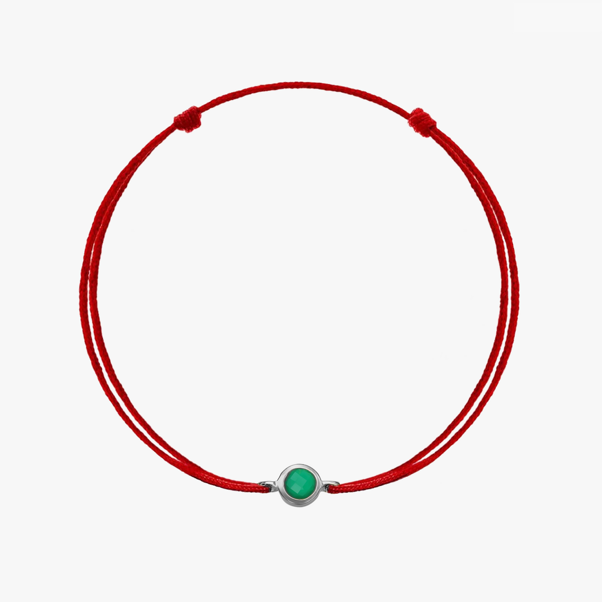 Silbernes Schnurarmband Birthstone Silver May - Grüner Onyx - Indira