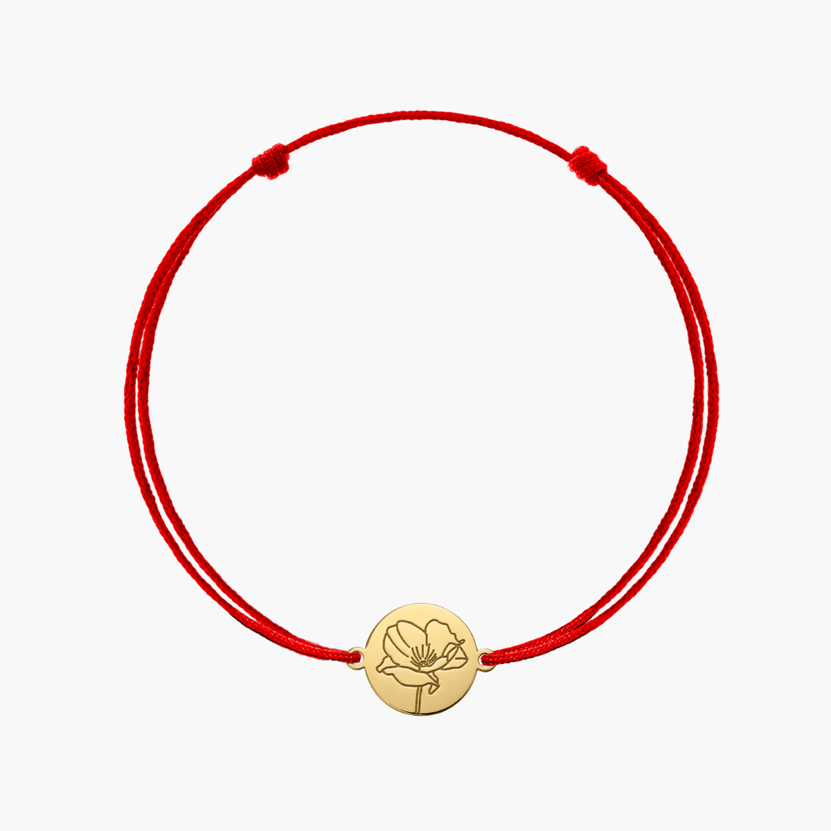 Schnurarmband aus Silber Golden Birth Flower - August-Mohnblume - Indira