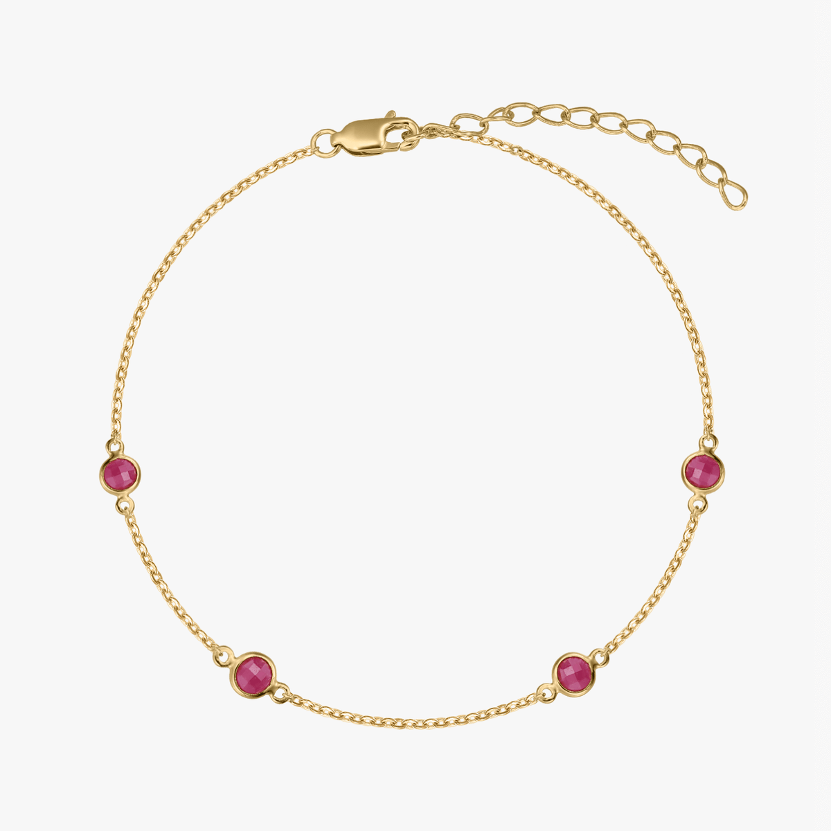 Silberarmband Birthstone Golden July - Rubin - Indira