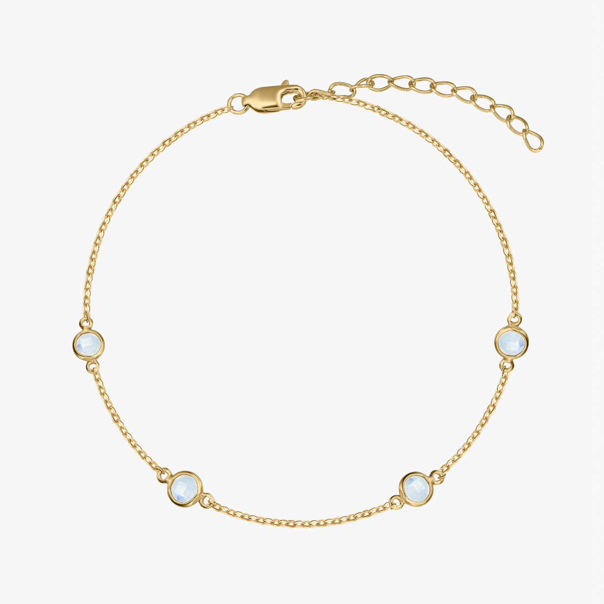 Silberarmband Birthstone Golden June - Mondstein - Indira