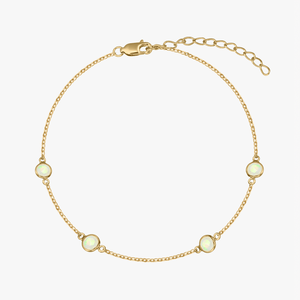 Silberarmband Birthstone Golden October - Opal - Indira