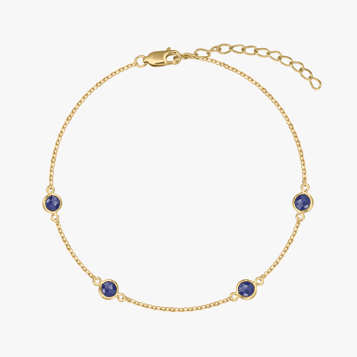 Silberarmband Birthstone Golden September - Saphir - Indira