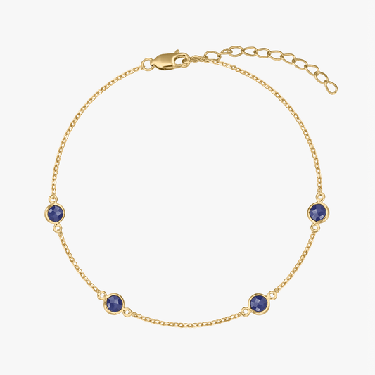 Silberarmband Birthstone Golden September - Saphir - Indira