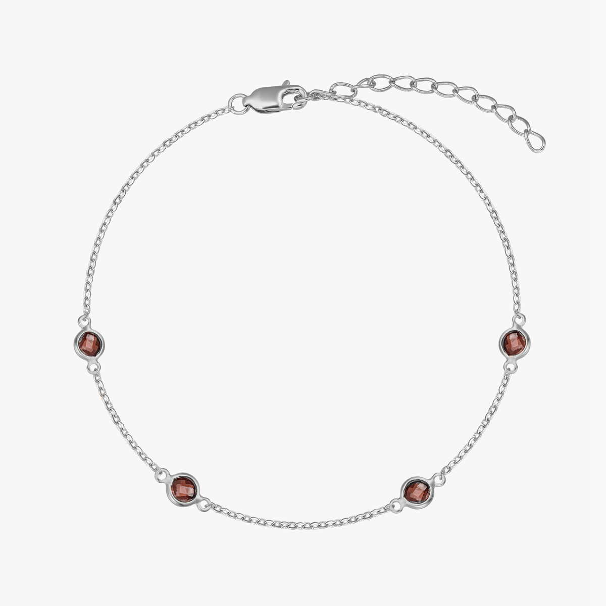 Silberarmband mit Geburtsstein Januar - Granat - Indira