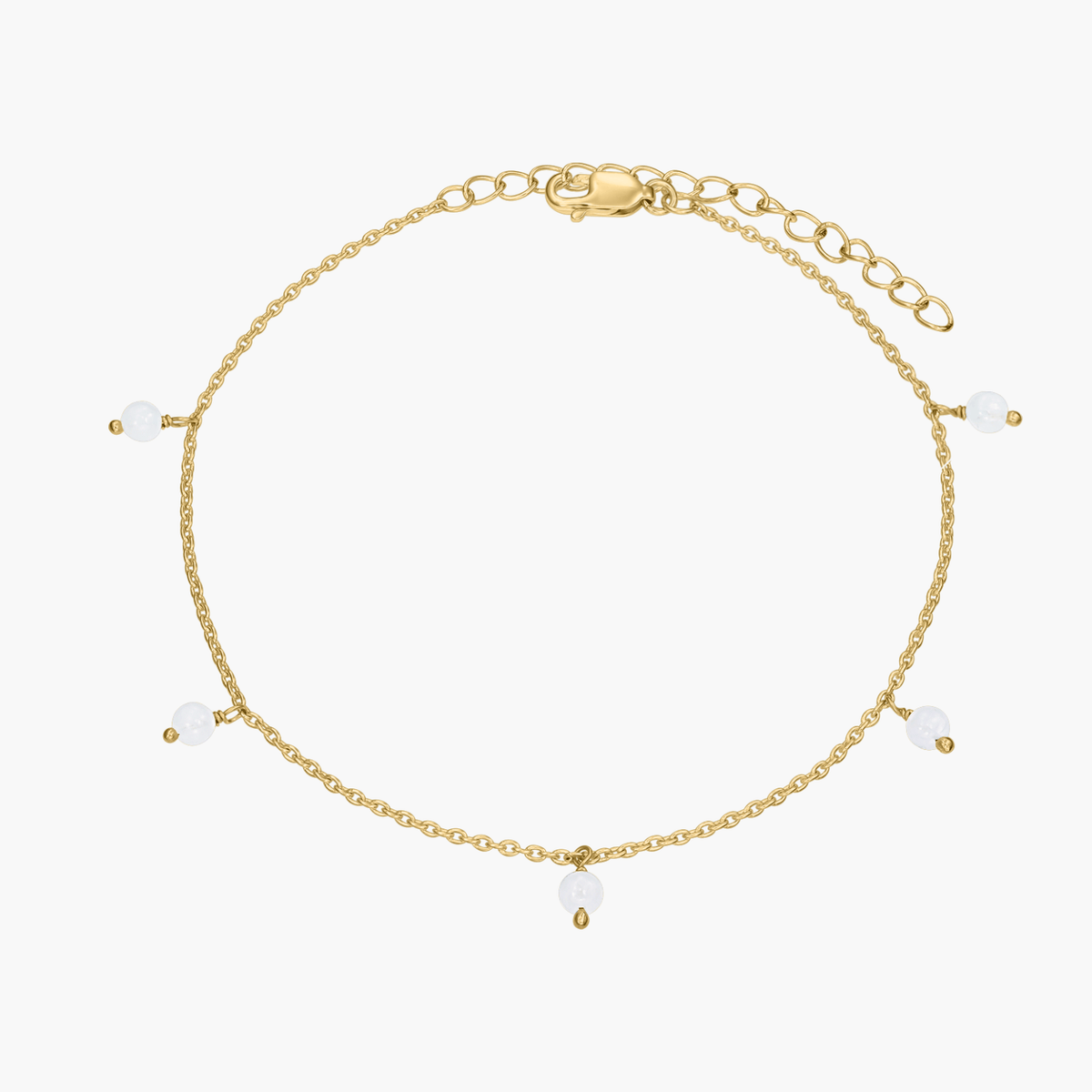 Fußkettchen aus Silber Golden Gem Droplet - Mondstein - Indira
