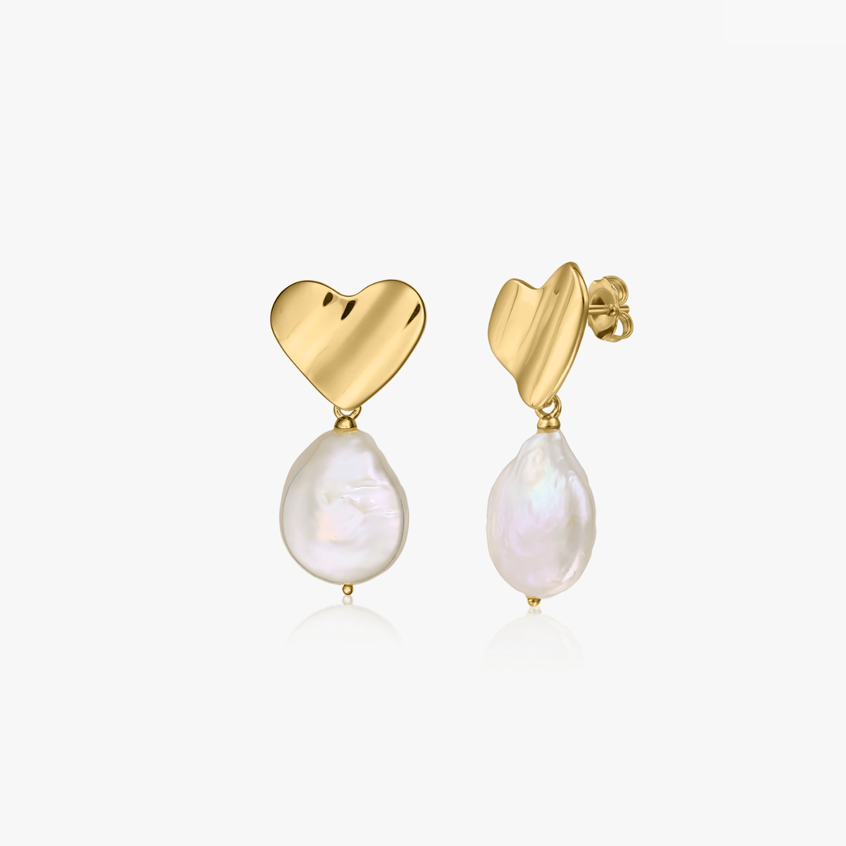 Silberohrringe Heart of Gold - Natürliche Perlen - Indira
