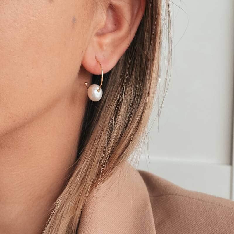 Boucle-Ohrringe aus Gold - Naturperlen - Indira