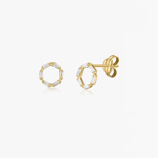 Halo-Ohrringe aus Gold mit Zirkonia – Indira