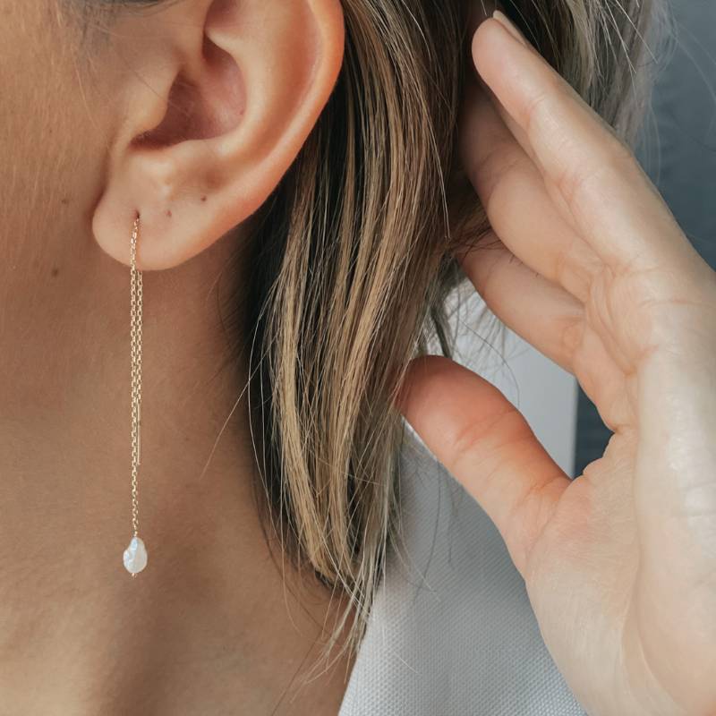 Goldohrringe Pearl Drop - Natürliche Perlen - Indira