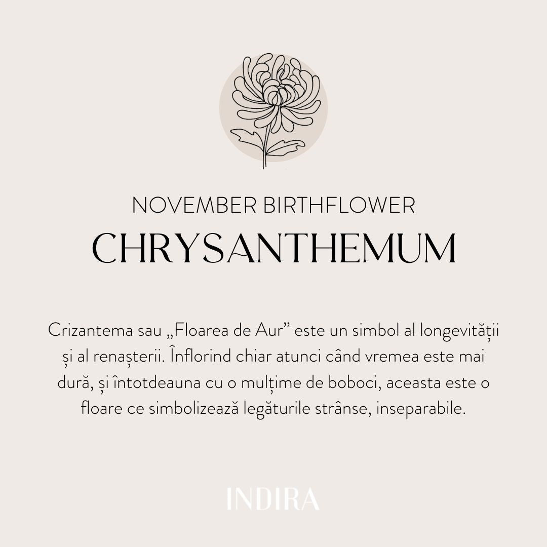 Silbernes Schnurarmband Golden BirthFlower - November-Chrysantheme - Indira