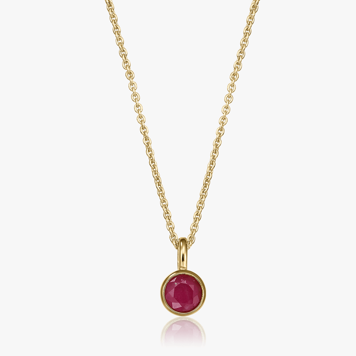 Silberkette Birthstone Golden July - Rubin - Indira