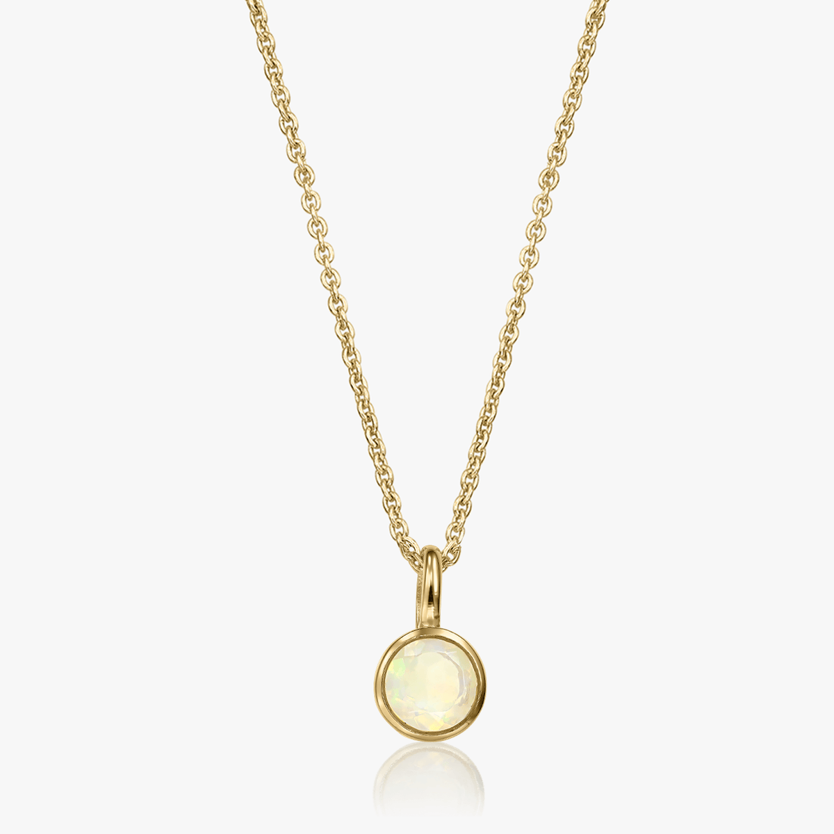 Silberkette Birthstone Golden October - Opal - Indira