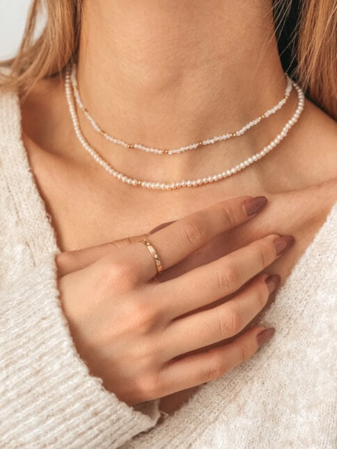 Glamour-Goldkette mit Naturperlen – Indira